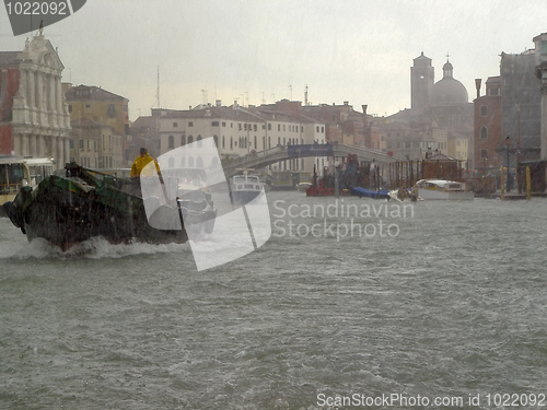 Image of Boats at cloudy Venice