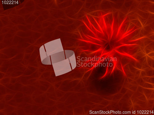 Image of abstract red flower at crimson background