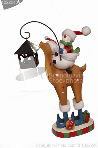 Image of New Year snowman riding deer