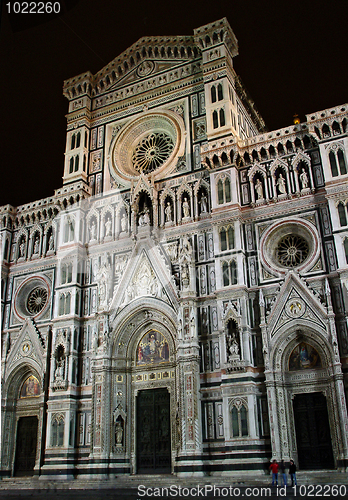 Image of Facade of Basilica at night, Florence, Italy