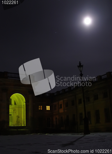 Image of Night streetlight and moon