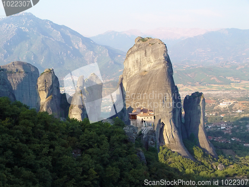 Image of Rousanou Meteora rock monastery panorama