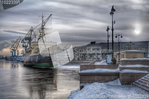 Image of Old icebreaker at sea port