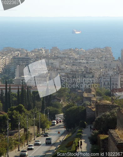 Image of Ship over city