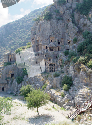 Image of Catacombs carved into the rocks in Demre Turkey