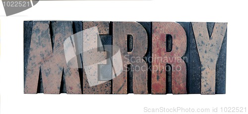 Image of merry in old letterpress wood type