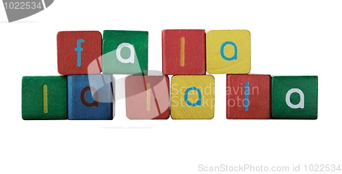 Image of fa la la la la in children's block letters