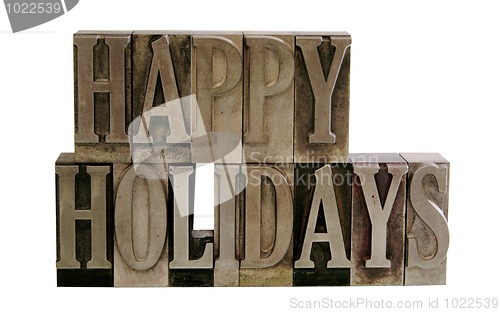 Image of happy holidays in metal type