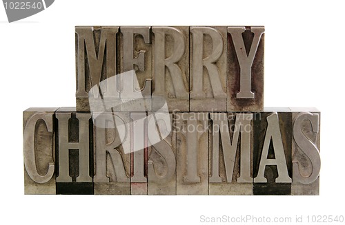 Image of Merry Christmas in metal type