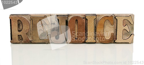 Image of rejoice in letterpress wood type