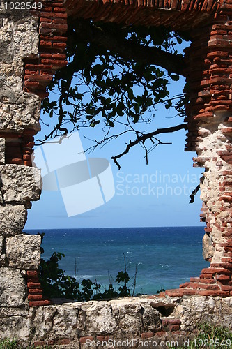 Image of Atlantic Ocean Through Puerto Rico Ruin