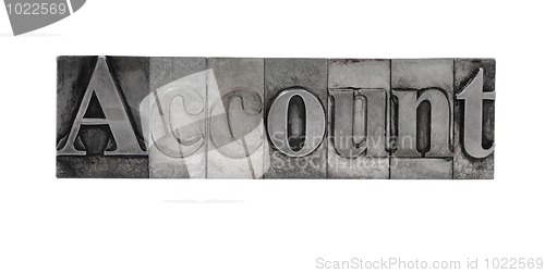 Image of account in old metal type