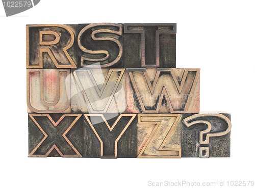 Image of outline letters in wood R - Z