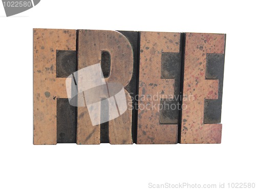 Image of free in old wood type