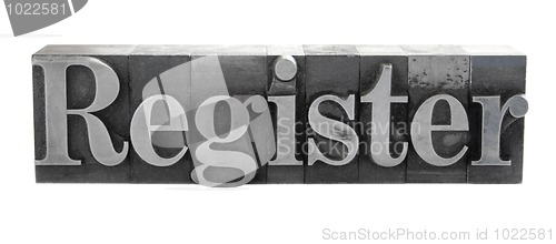 Image of register in old metal type