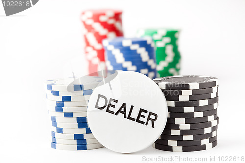 Image of Poker chips and dealer button