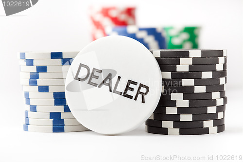 Image of Poker chips and dealer button