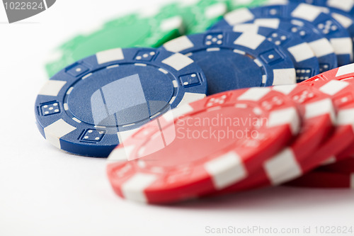 Image of Poker chips on white