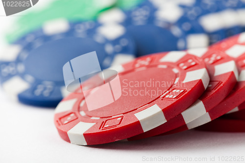 Image of Poker chips on white