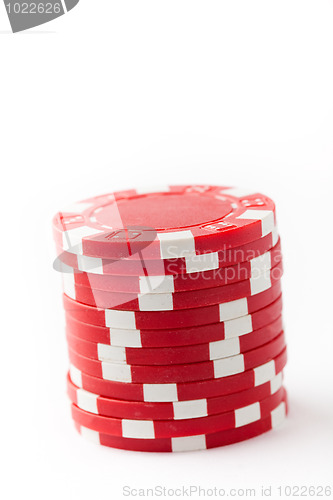 Image of Poker chips on white