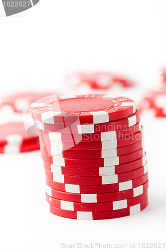 Image of Poker chips on white