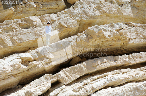 Image of Boy on the white stones of Makhtesh Ramon