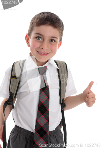 Image of Schoolboy thumbs up