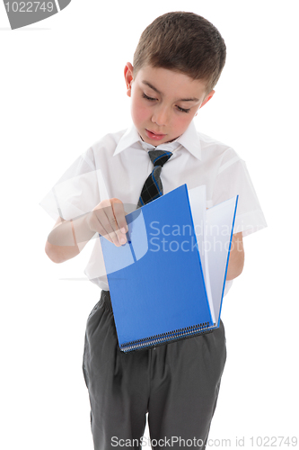 Image of School boy with blue book