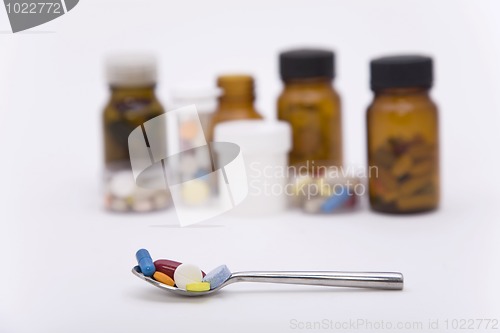 Image of differently pills in spoon