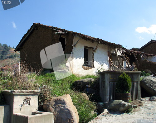 Image of Old houses and blue skies. Kakopetria. Cyprus