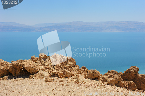 Image of View of the Dead Sea from the slopes of the Judean mountains.