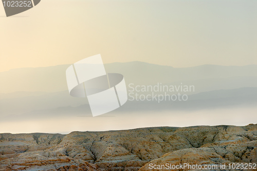 Image of Arava desert in the first rays of the sun