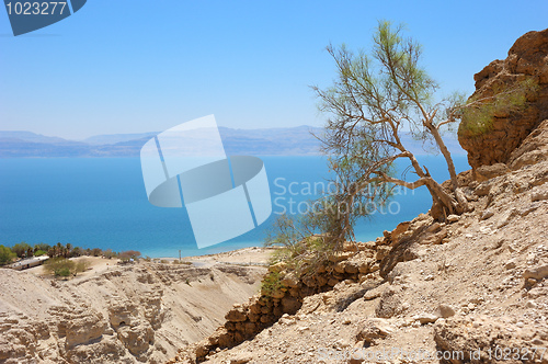Image of View of the Dead Sea from the slopes of the Judean mountains.