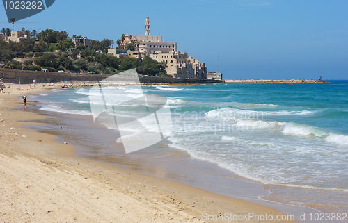 Image of Sea coast and the view of Old Jaffa