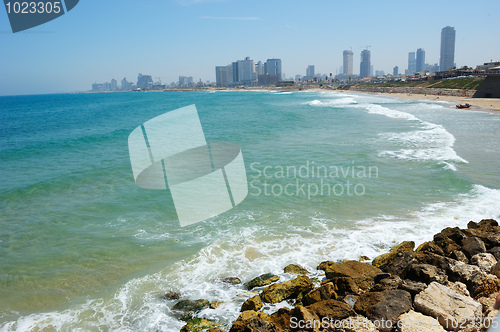 Image of Sea coast and the view of Tel Aviv