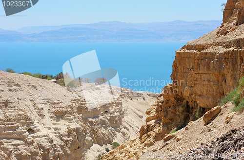 Image of View of the Dead Sea from the slopes of the Judean mountains.