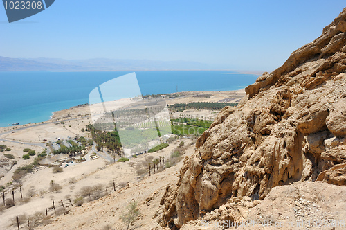 Image of View of the Dead Sea from the slopes of the Judean mountains.