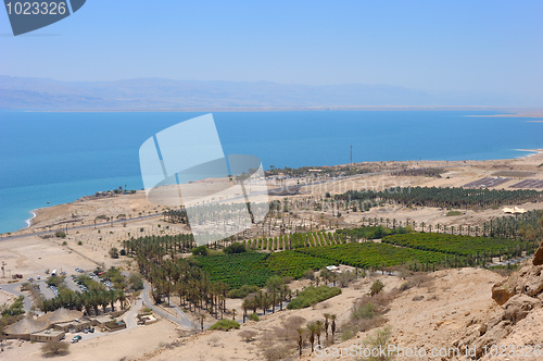 Image of View of the Dead Sea from the slopes of the Judean mountains.