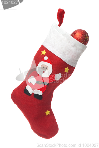 Image of Santa's white and red stocking