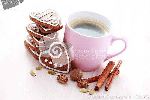 Image of cup of coffee with cookies