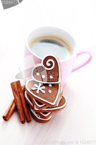 Image of cup of coffee with cookies