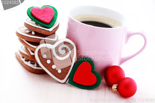 Image of cup of coffee with cookies