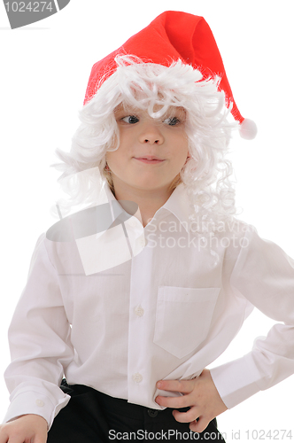 Image of  child in a hat santa claus