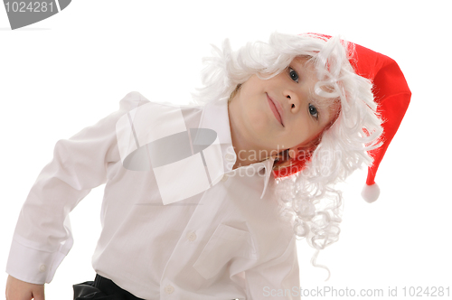 Image of child in a hat santa claus