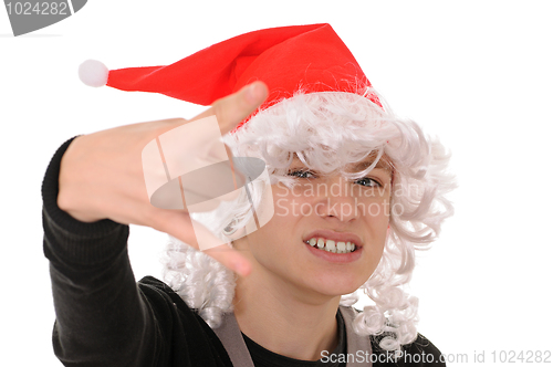 Image of teenager in  hat santa
