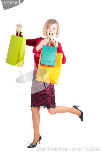 Image of Beautiful woman with shopping bags