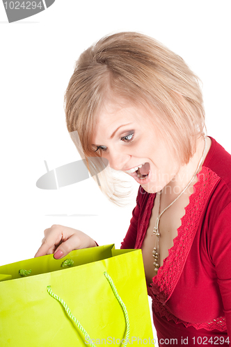 Image of Beautiful woman with shopping bags