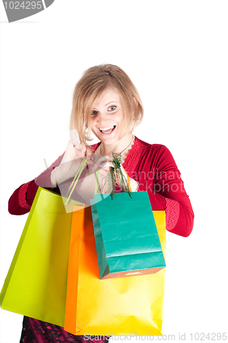 Image of Beautiful woman with shopping bags