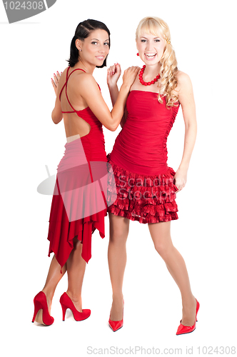 Image of Happy women with Christmas presents