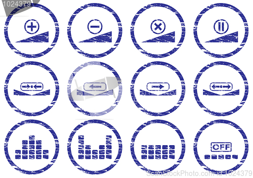 Image of Gadget icons set. White - dark blue palette.